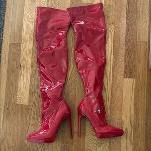 Steve Madden Patent Red Over the Knee Boots